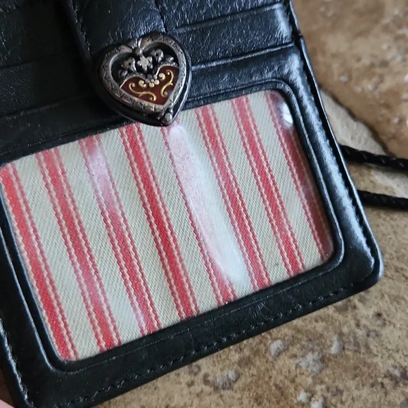 Brighton Black Card Holder Wallet/crossbody with Heart Detail - Picture 7 of 9